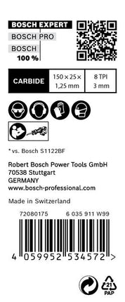 Bosch EXPERT Thick Tough Metal S 955 CHC reciprocating saw blade 150 mm 10 pcs ( 2608900367 ) Carbide Technology