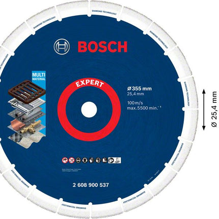 Bosch Expert Diamond Metal Wheel Trennscheibe 355 x 25,4 mm ( 2608900537 ) Diamond Technology für Kappsägen / Benzinsägen