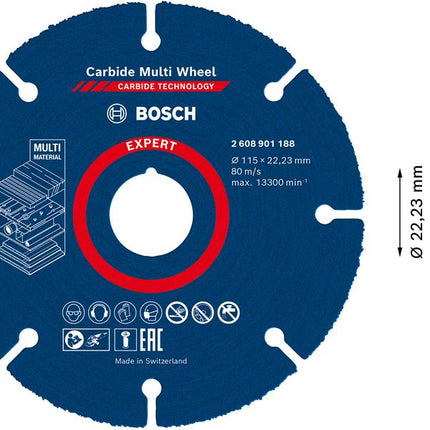 Bosch EXPERT Carbide Multi Wheel Disco da taglio 115 x 22,23 mm - 1 pz. ( 2608901188 ) Carbide Technology