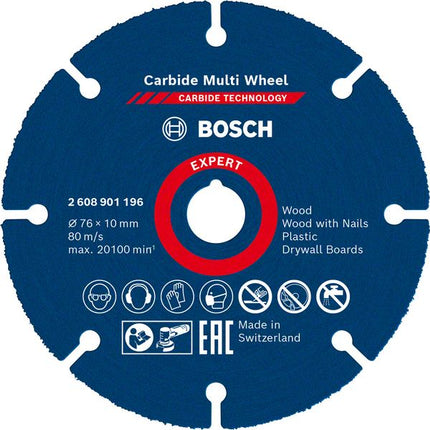 Bosch EXPERT Carbide Multi Wheel Disco da taglio 76 x 10 mm - 1 pz. ( 2608901196 ) Carbide Technology