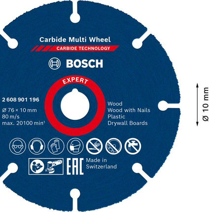 Bosch EXPERT Carbide Multi Wheel Disco da taglio 76 x 10 mm - 1 pz. ( 2608901196 ) Carbide Technology