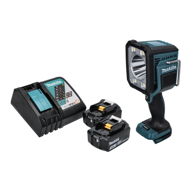 Makita DML 812 RF linterna LED recargable de mano 18 V 1250 lm + 2x batería recargable 3,0 Ah + cargador