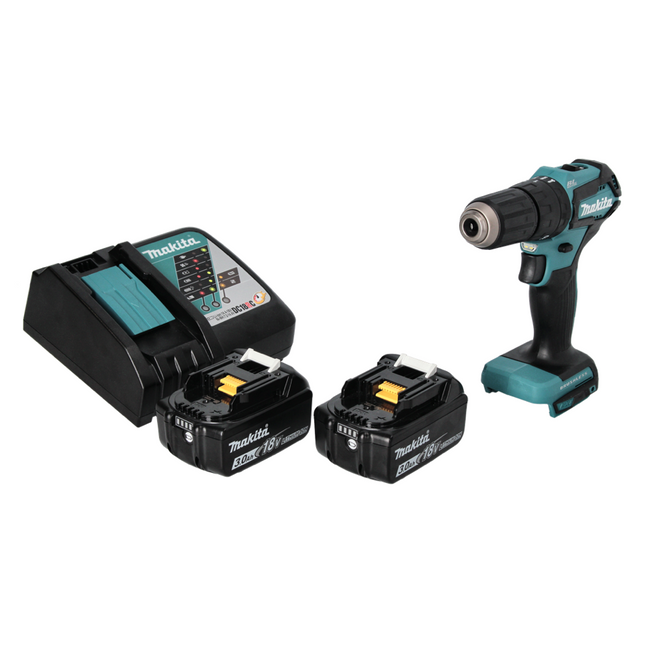 Taladro percutor sin escobillas Makita DHP 483 RF 18 V 40 Nm + 2x Baterías 3.0 Ah + Cargador