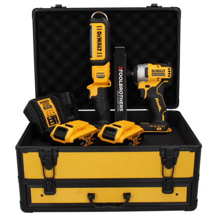 DeWalt DCF809P2TX atornillador de impacto sin escobillas 18V + lámpara sin cable DCL050 18V + 2 baterías 5.0Ah + cargador + maletín TX + cinta métrica plegable