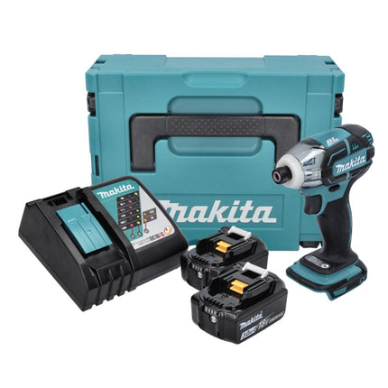 Makita DTS 141 RFJ cordless impulse screwdriver 18 V 40 Nm 1/4" brushless + 2x rechargeable battery 3.0 Ah + charger + Makpac