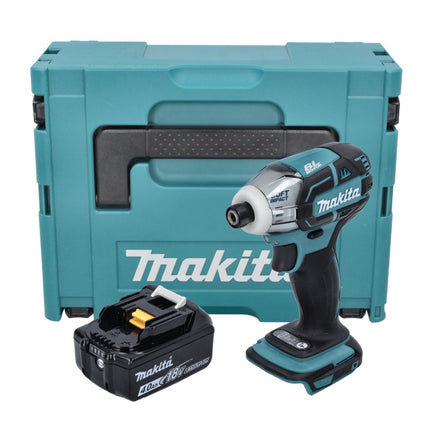 Makita DTS 141 M1J atornillador de impulsos sin cable 18 V 40 Nm 1/4" sin escobillas + 1x batería recargable 4,0 Ah + Makpac - sin cargador