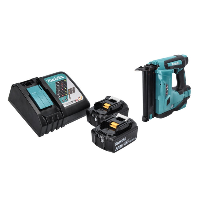 Clavadora inalámbrica Makita DBN 500 RF, 15-50 mm, 18 V + 2 baterías de 3,0 Ah + cargador
