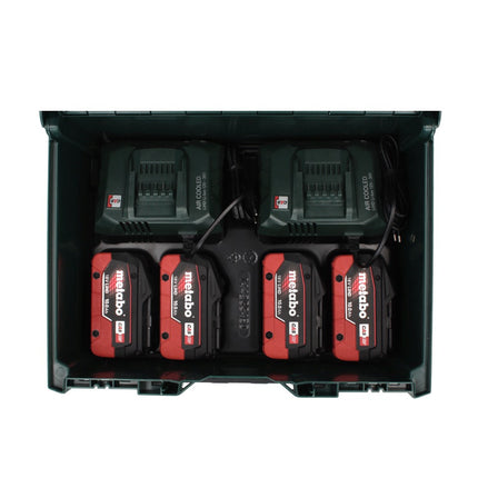 Set básico Metabo 18 V LiHD + 4x baterías 4,0 Ah + 2x cargador ASC 55 + metaBOX