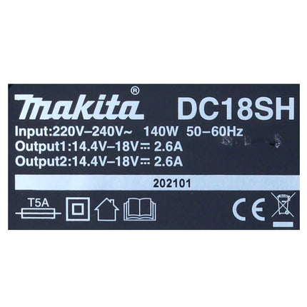 Kit di alimentazione Makita 18 V con 2x batteria BL 1830 B 3,0 Ah ( 197599-5 ) + caricabatterie doppio DC 18 SH ( 199687-4 )