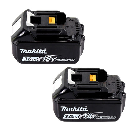 Kit di alimentazione Makita 18 V con 2x batteria BL 1830 B 3,0 Ah ( 197599-5 ) + caricabatterie doppio DC 18 SH ( 199687-4 )