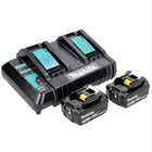 Kit di alimentazione Makita 18 V con 2x batteria BL 1830 B 3,0 Ah ( 197599-5 ) + caricabatterie doppio DC 18 SH ( 199687-4 )