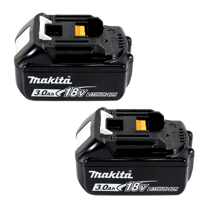 Kit di alimentazione Makita 18 V con - 2x batterie BL 1830 B 3,0 Ah (2x 197599-5) + caricatore rapido multiplo DC 18 RE (198720-9)