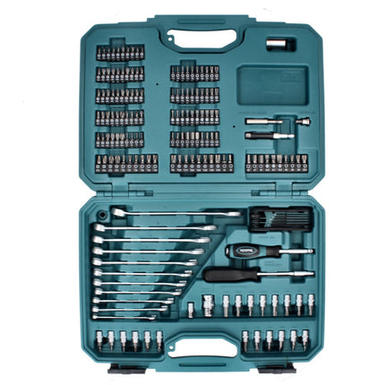 Makita Werkzeug Set 221 tlg. Chrom Vanadium Stahl ( E-10883 ) Bit / Ringmaulschlüssel / Steckschlüssel / Schraubendreher / Ratsche