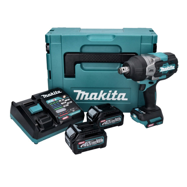 Makita TW 001 GD201 Llave de impacto sin cable 40 V max. 1800 Nm Brushless XGT + 2x batería recargable 2,5 Ah + cargador + Makpac