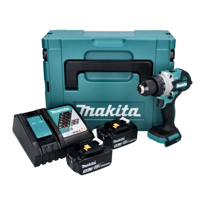 Makita DHP 486 RFJ cordless impact drill 18 V 130 Nm brushless + 2x rechargeable battery 3.0 Ah + charger + Makpac