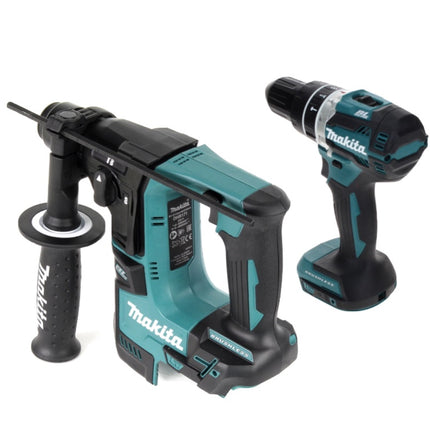 Makita DLX 2278 Cordless Combo Kit Brushless + Taladro de Impacto DHP 484 54 Nm + Martillo Rotativo DHR 171 1.2 J Solo - sin batería, sin cargador