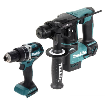 Makita DLX 2278 Cordless Combo Kit Brushless + Taladro de Impacto DHP 484 54 Nm + Martillo Rotativo DHR 171 1.2 J Solo - sin batería, sin cargador