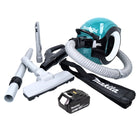 Aspirador de batería Makita DCL 501 G1 18 V sin escobillas + 1x batería 6,0 Ah + accesorios - sin cargador