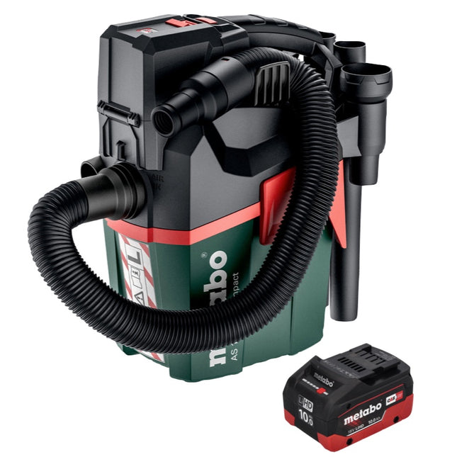 Metabo AS 18 L PC Aspirador compacto sin cable 18 V 6 l IPX4 clase de polvo L en seco y húmedo + 1x batería recargable 10,0 Ah - sin cargador