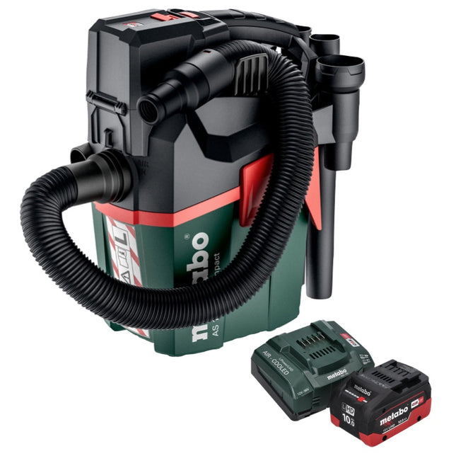 Metabo AS 18 L PC Aspirapolvere compatto a batteria 18 V 6 l IPX4 classe di polvere L wet and dry + 1x batteria ricaricabile 10,0 Ah + caricabatterie