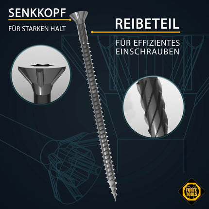 FORTE Tools tornillo universal para madera 3,5 x 40 mm T15 400 piezas (2x 000040113865) galvanizado plateado cabeza avellanada Torx rosca completa