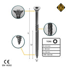 FORTE Tools Tornillo universal para madera 4,0 x 50 mm T20 400 piezas (2x 000040113870) galvanizado en plata Torx cabeza avellanada rosca parcial
