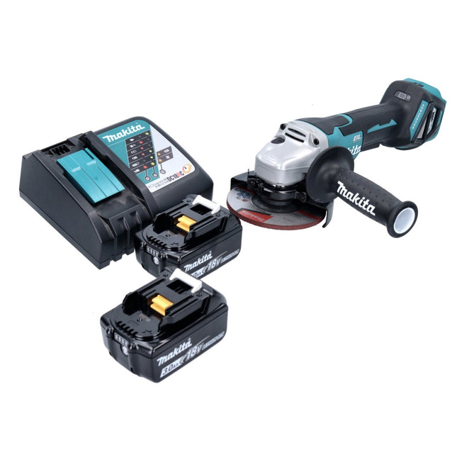 Makita DGA 515 RF Akku Winkelschleifer 18 V 125 mm Brushless + 2x Akku 3,0 Ah + Ladegerät