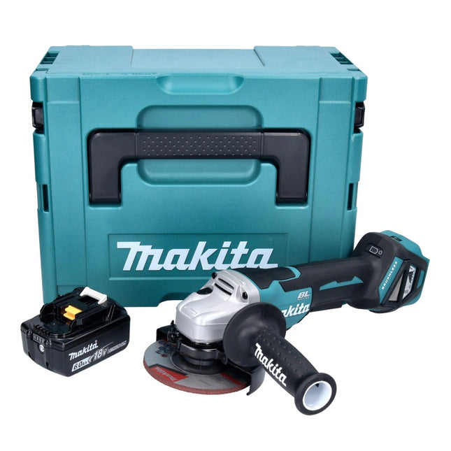 Amoladora angular a batería Makita DGA 515 G1J 18 V 125 mm sin escobillas + 1x batería 6,0 Ah + Makpac - sin cargador