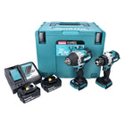 Makita DLX 2453 TJ cordless combo kit carpentry DDF 486 cordless drill driver + DTW 700 cordless impact driver + 2x rechargeable battery 5.0 Ah + charger + Makpac