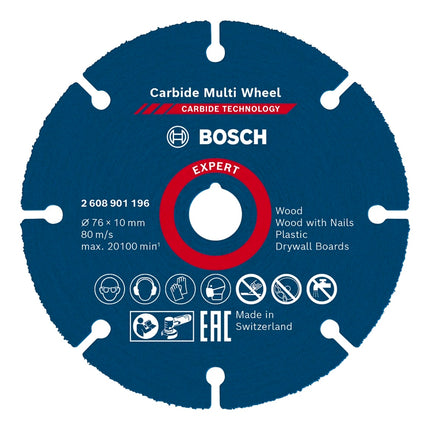 Bosch EXPERT Carbide Multi Wheel Disco da taglio 76 x 10 mm - 1 pz. ( 2608901196 ) Carbide Technology