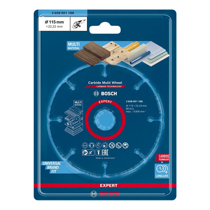 Bosch EXPERT Carbide Multi Wheel Disco da taglio 115 x 22,23 mm - 1 pz. ( 2608901188 ) Carbide Technology