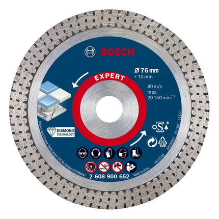 Diamentowa tarcza tnąca Bosch Expert Hard Ceramic 76 mm 76 x 1,5 x 10 mm ( 2608900652 ) Diamond Technology - następca 2608615020