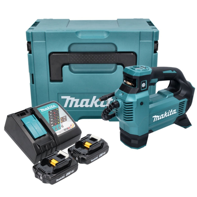 Compressore a batteria Makita DMP 181 RAJ 18 V 11,1 bar + 2x batteria ricaricabile 2,0 Ah + caricabatterie + Makpac