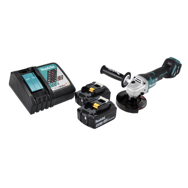 Makita DGA 517 RG cordless angle grinder 18 V 125 mm brushless + 2x rechargeable battery 6.0 Ah + charger