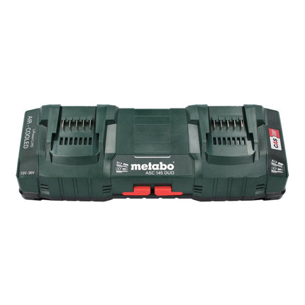 Juego básico Metabo 2x batería Li-Power 18 V 4,0 Ah CAS Li-Ion ( 2x 625027000 ) + cargador rápido doble ASC 145 DUO ( 627495000 )