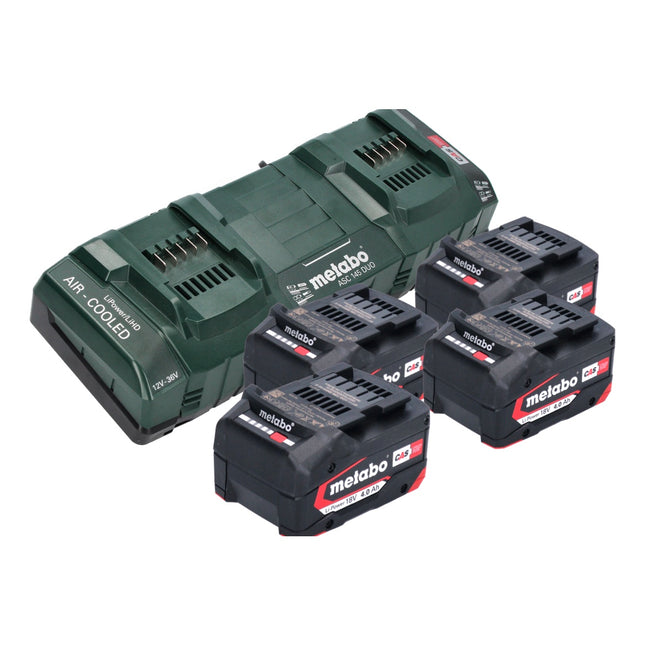 Metabo basic set 4x Li-Power batería 18 V 4.0 Ah CAS Li-Ion ( 4x 625027000 ) + ASC 145 DUO cargador rápido doble ( 627495000 )