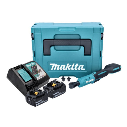 Makita DWR 180 RMJ atornillador de carraca sin cable 18 V 47,5 Nm 1/4" 3/8" + 2x batería recargable 4,0 Ah + cargador + Makpac