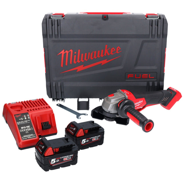 Milwaukee M18 FSAGV115XPDB-502X Cordless Angle Grinder 115mm Brushless 18V + 2x Batteries 5.0Ah + Charger + HD Box case
