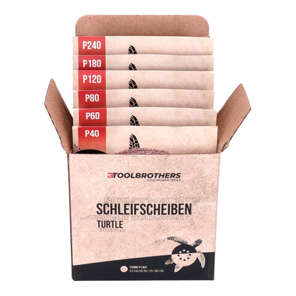 Bosch GEX 12V-125 Professional cordless random orbital sander 12 V 125 mm brushless + 2x rechargeable battery 3.0 Ah + charger + Toolbrothers TURTLE sanding set + L-Boxx