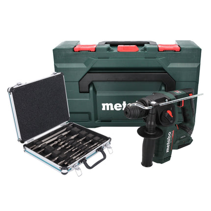 Metabo BH 18 LTX BL 16 trapano a percussione a batteria 18 V 1,3 J SDS plus Brushless + set di punte e scalpelli da 13 pezzi + MetaBOX - senza batteria, senza caricabatterie