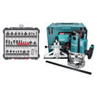 Makita RP 2303 FCXJ Oberfräse 2100 Watt 70 mm Hub + Anschlag + 30 tlg. Fräser Set + Makpac