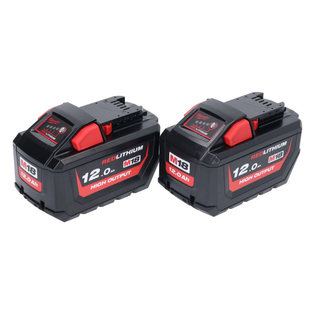 Milwaukee M18 HB12 High Output Akku Set 2x 18 V 12,0 Ah / 12000 mAh Li-Ion ( 2x 4932464260 ) mit Ladestandsanzeige - Toolbrothers