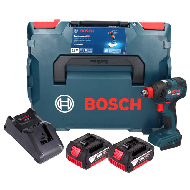 Bosch GDX 18V-200 Llave de impacto profesional sin cable 18 V 200 Nm sin escobillas + 2x acumulador 4,0 Ah + cargador + L-BOXX
