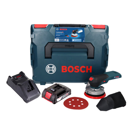 Lijadora excéntrica a batería Bosch GEX 18V-125 Professional 18 V 125 mm sin escobillas + 1x batería 2,0 Ah + cargador + L-BOXX