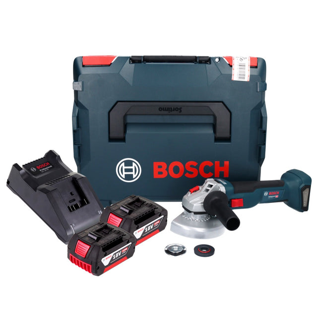 Bosch GWS 18V-10 Amoladora angular profesional sin cable 18 V 125 mm sin escobillas + 2x acumulador 4,0 Ah + cargador + L-Boxx