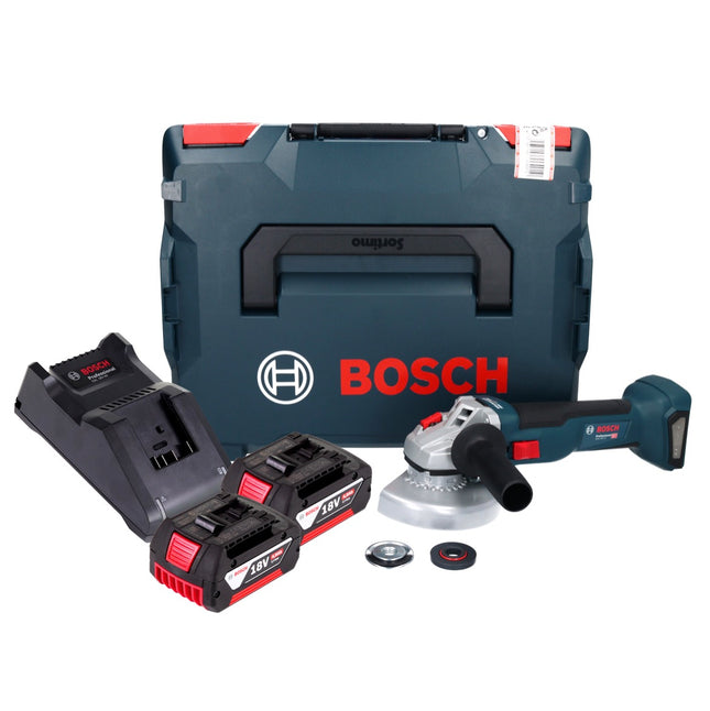 Bosch GWS 18V-10 Amoladora angular profesional sin cable 18 V 125 mm sin escobillas + 2x acumulador 4,0 Ah + cargador + L-Boxx