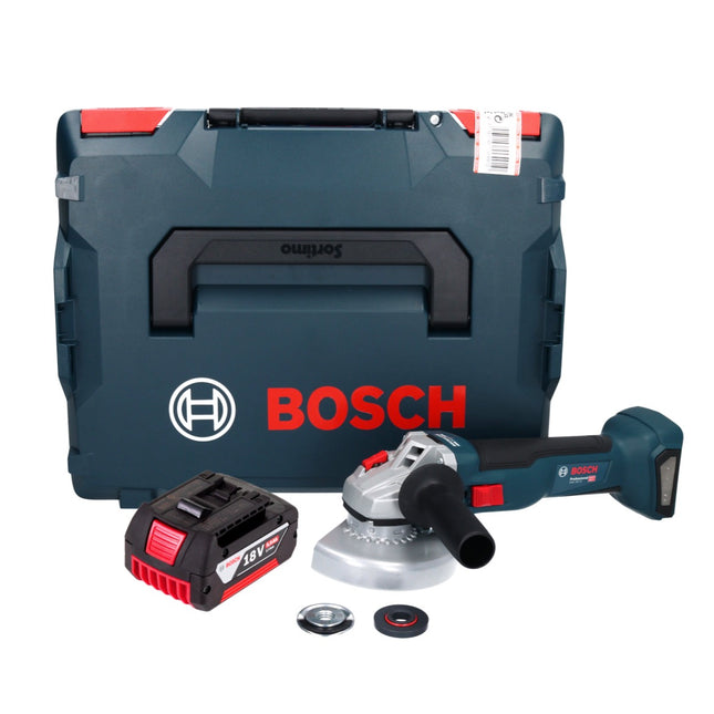 Bosch GWS 18V-10 Profesjonalna akumulatorowa szlifierka kątowa 18 V 125 mm bezszczotkowa + 1x akumulator 5,0 Ah + L-Boxx - bez ładowarki