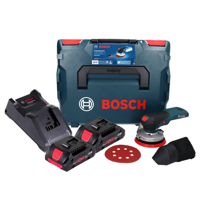 Bosch GEX 18V-125 Professional cordless random orbital sander 18 V 125 mm brushless + 2x ProCORE rechargeable battery 4.0 Ah + charger + L-BOXX