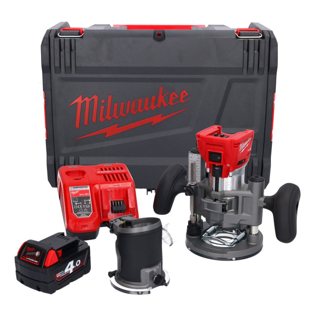 Milwaukee M18 FTR-401X cordless router 18 V brushless + 1x battery 4.0 Ah + charger + router modules + HD box