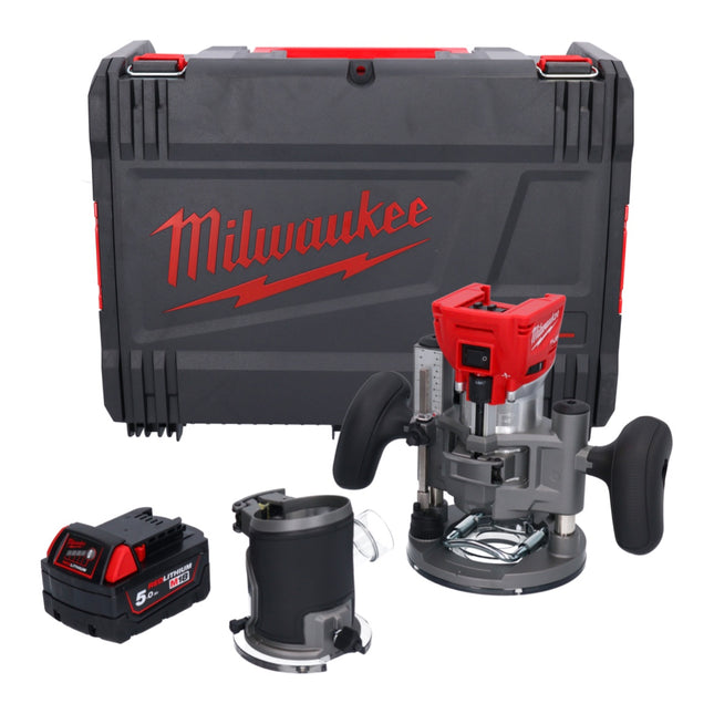 Router a batteria Milwaukee M18 FTR-501X 18 V brushless + 1x batteria 5,0 Ah + moduli router + scatola HD - senza caricabatterie